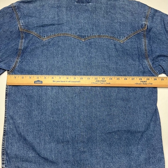 TopFit Rend-Top Retail Dept Blue Jean Denim Long Sleeve Shirt Men’s Size Medium - Picture 7 of 7